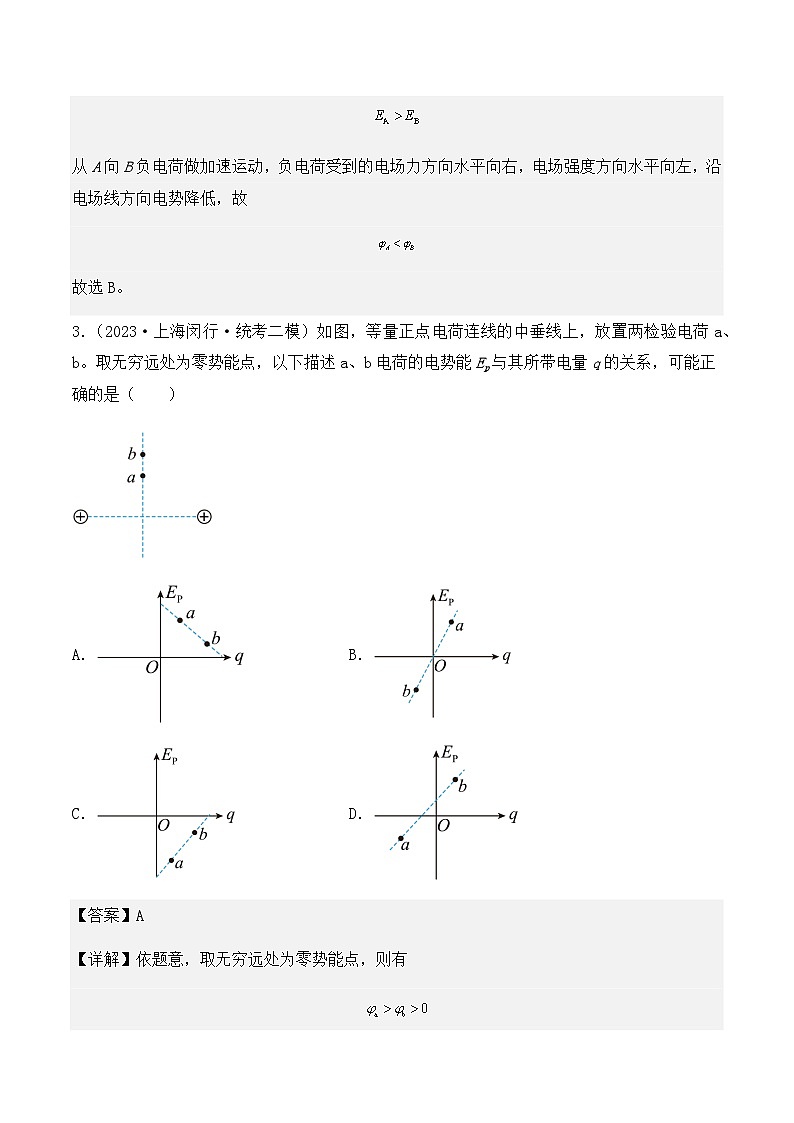 2023年上海高三物理模拟卷汇编：电场能的性质（解析版）第3页