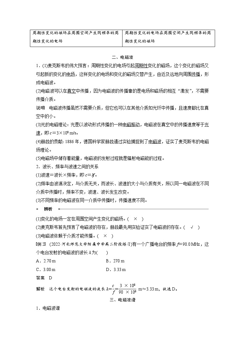 2024年高中物理新教材同步学案 必修第三册  第13章　4　电磁波的发现及应用（含解析）02