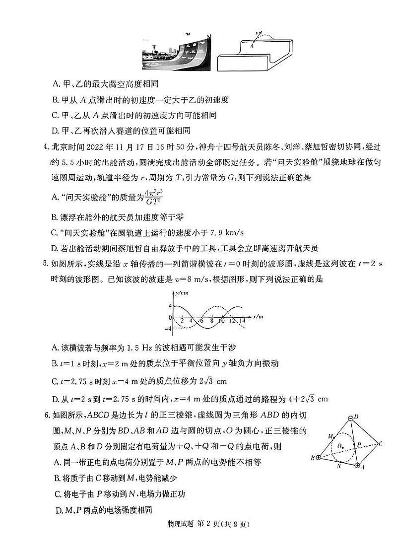 佩佩教育2024年普通高中学业水平选择性考试 湖南3月高三 联考卷 物理第2页