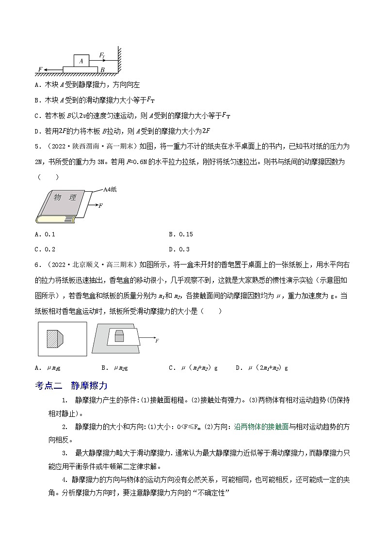 专题09摩擦力-2023届高三物理一轮复习重难点逐个突破02