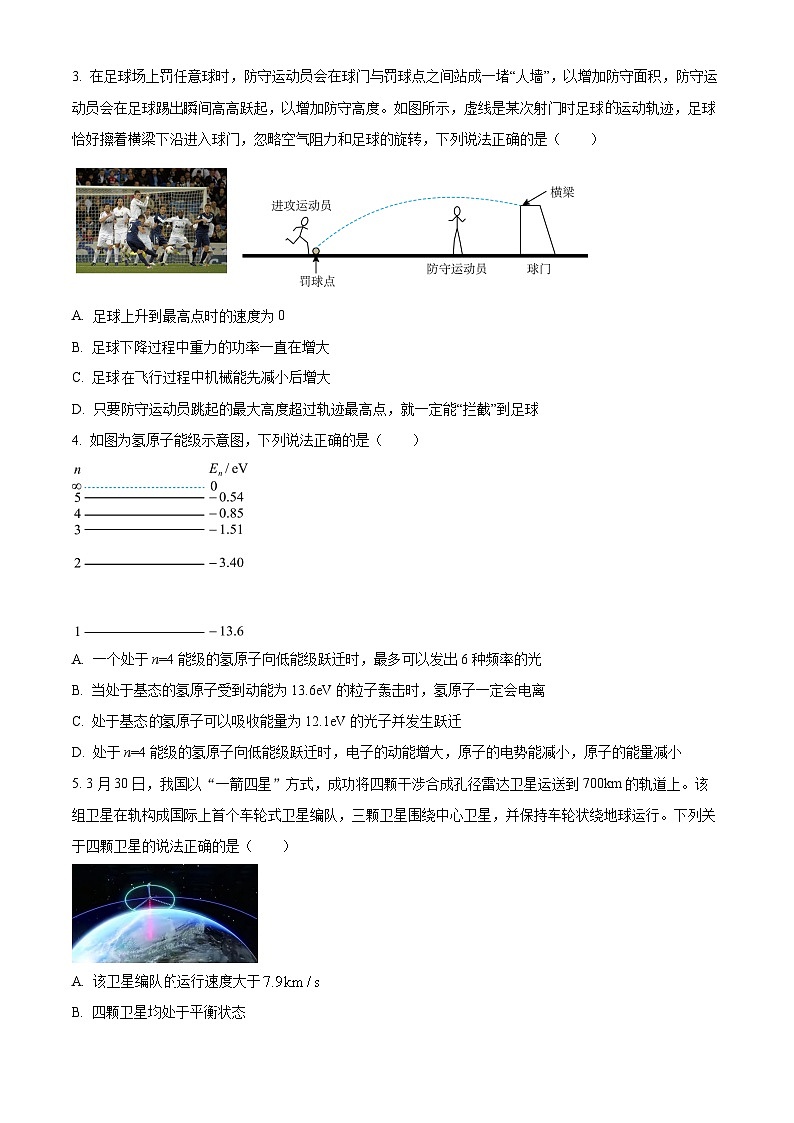 吉林省延边州2023-2024学年高三下学期一模质量检测物理试卷第2页