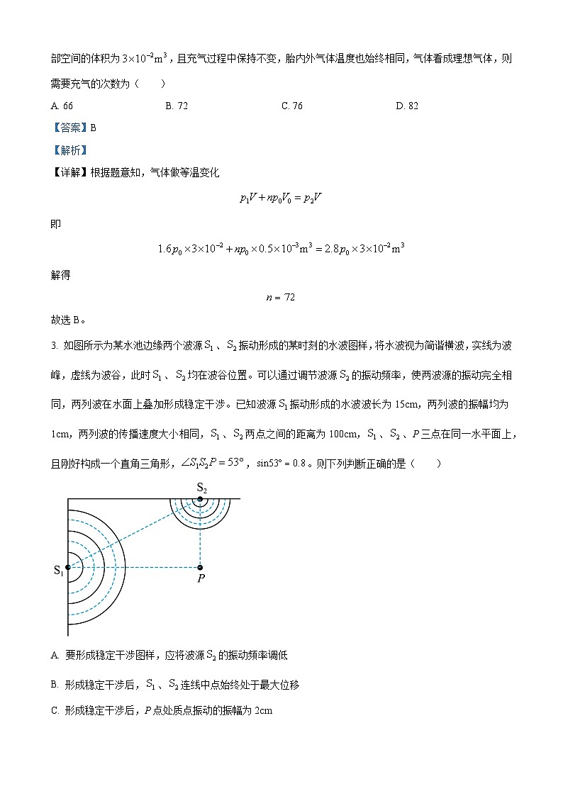 2024届安徽省淮北一中等部分高中高三下学期开学考试物理试题  （解析版）02