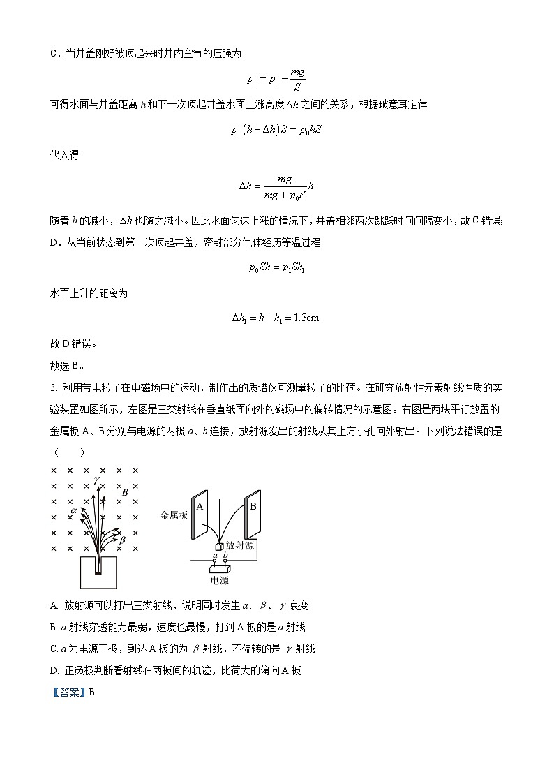 2024届安徽省六安一中等六校教育研究会高三下学期2月月考物理试题  （解析版）第3页