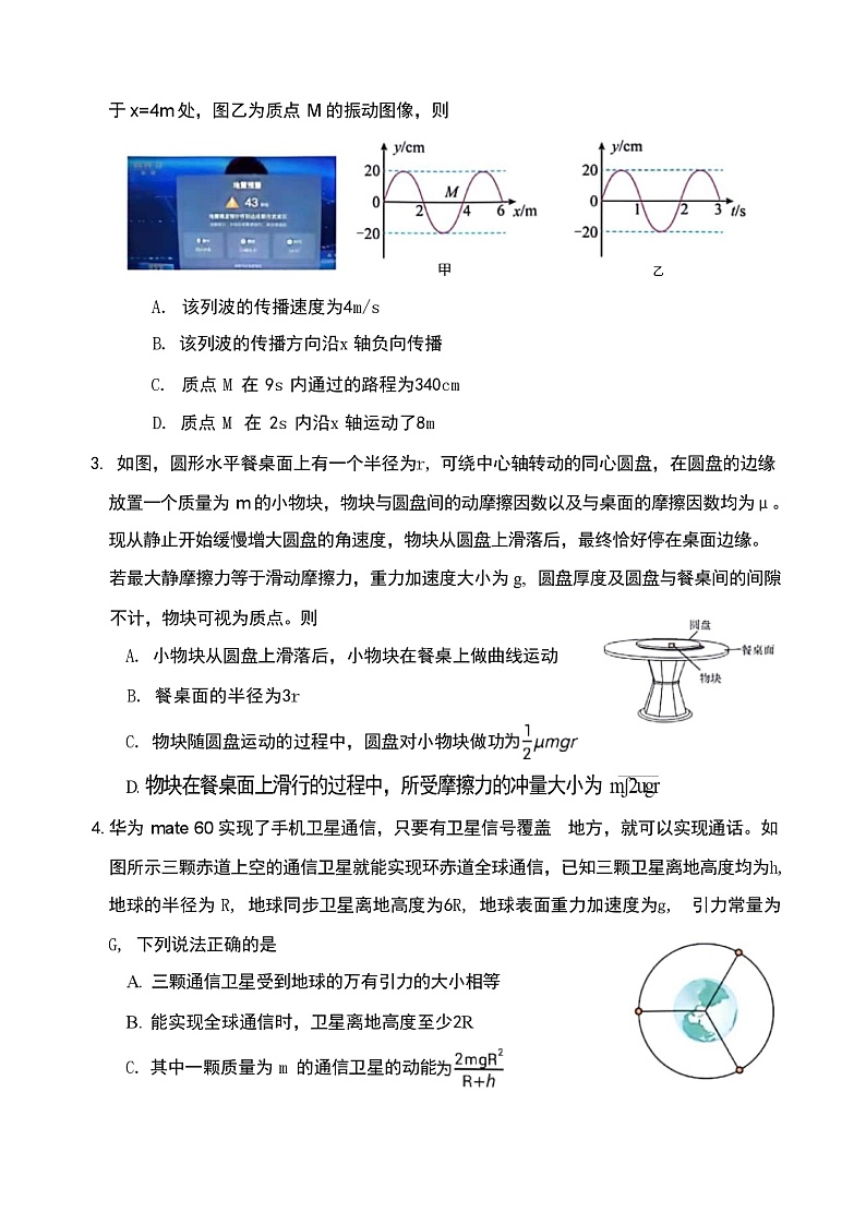 2024届湖南省长沙市四区县高三下学期3月调研考试（一模）物理 （Word版）第2页