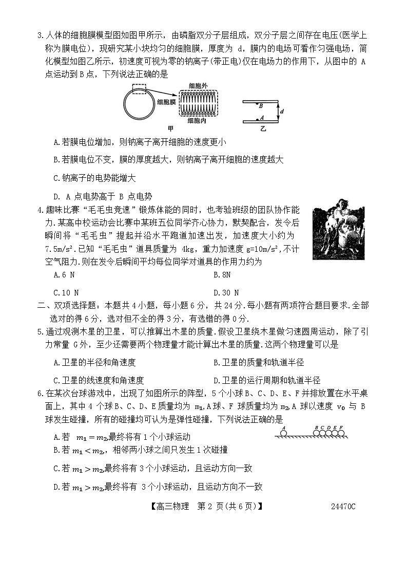 福建省泉州市南平市2024届高三下学期省质检测评（一模）物理试卷（Word附解析）02