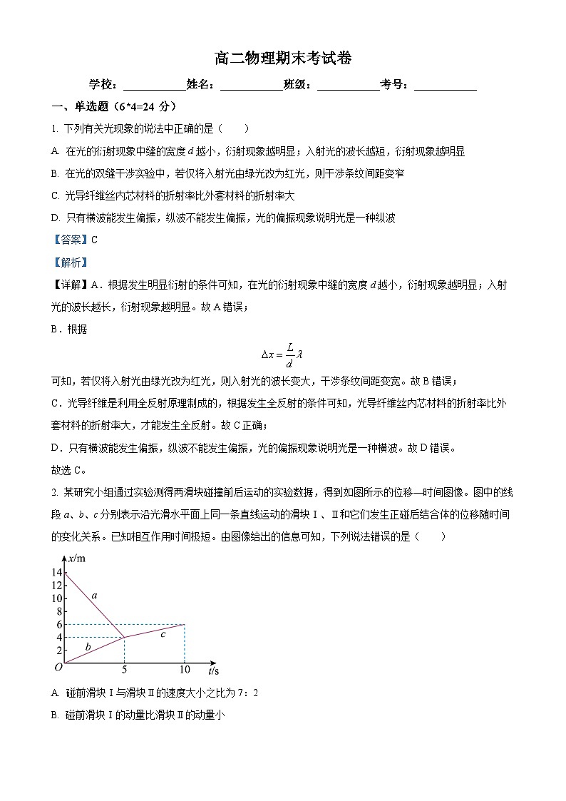 湖南省益阳博雅高级中学2023-2024学年高二上学期期末考试物理试题（原卷版+解析版）01
