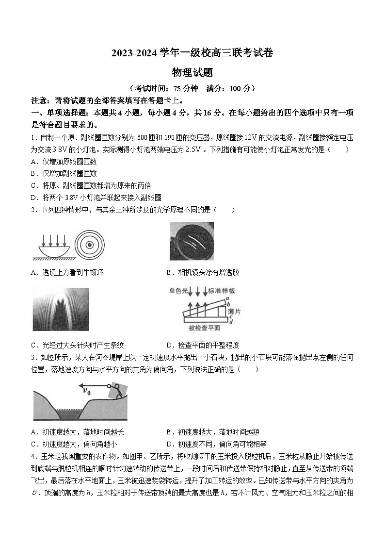 2024届福建省龙岩市高三下学期适应性（一模）考试物理试题01