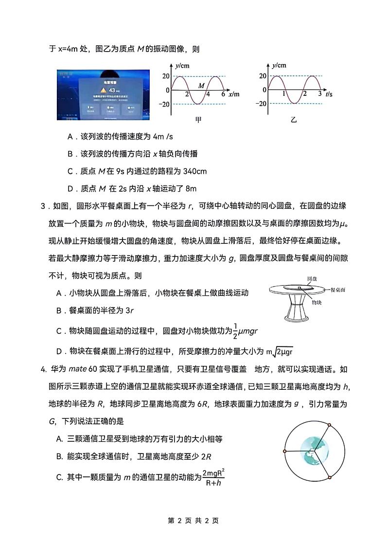 2024长沙四区县高三下学期3月调研考试（一模）物理PDF版含答案02