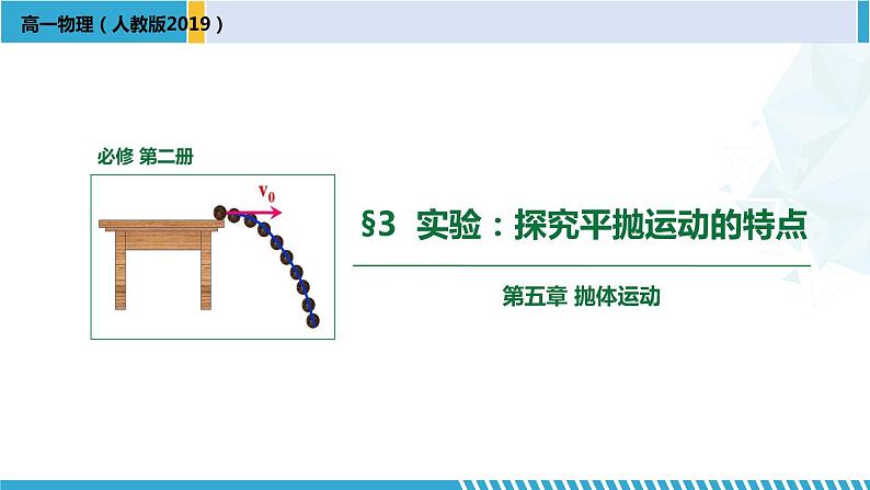 人教版2019必修第二册高一物理同步备课精编优选课件 5.3实验：探究平抛运动的特点 （课件））01