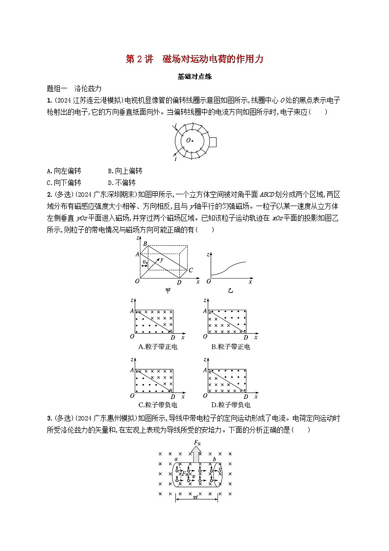 备战2025届新高考物理一轮总复习练习第11章磁场第2讲磁吃运动电荷的作用力第1页