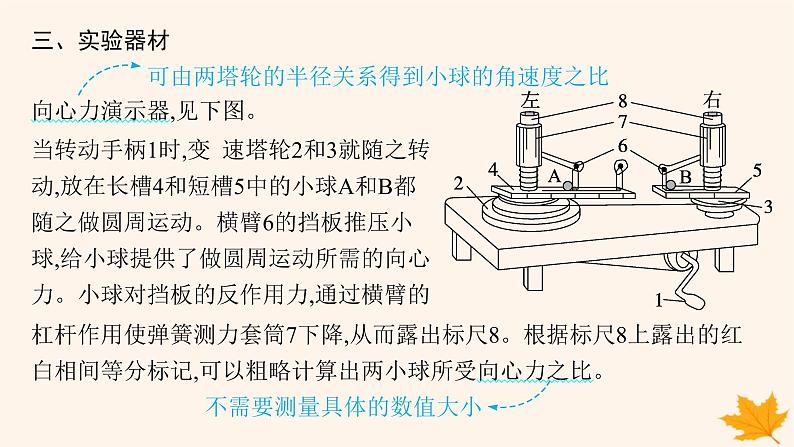 备战2025届新高考物理一轮总复习第4章抛体运动与圆周运动第6讲实验探究向心力大小与半径角速度质量的关系课件第5页