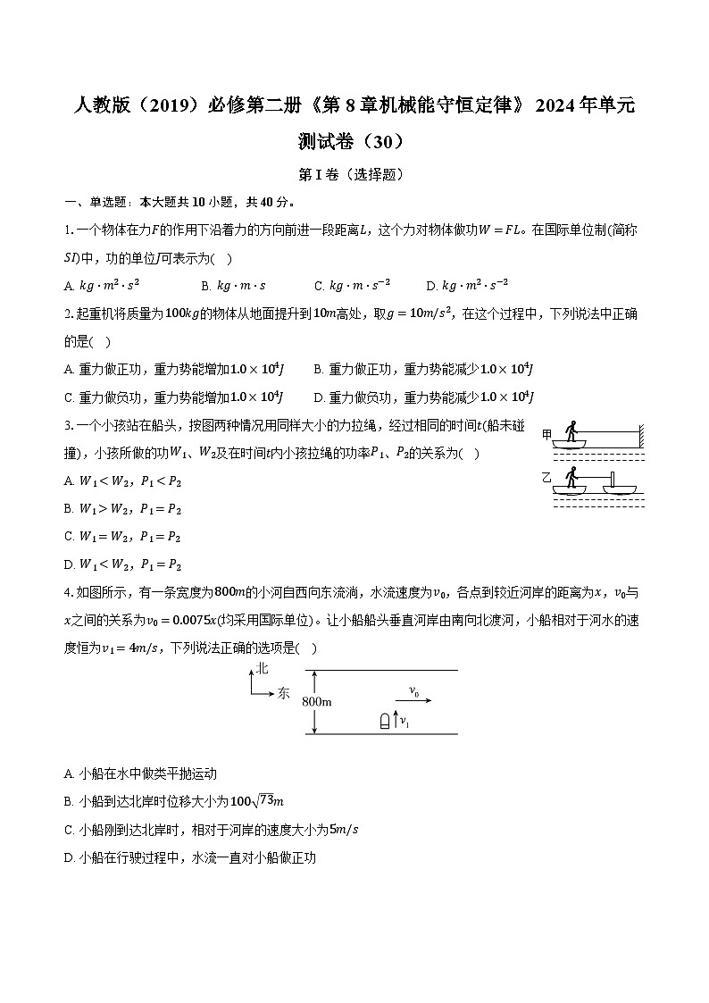 人教版（2019）必修第二册《第8章 机械能守恒定律》2024年单元测试卷（30）（含解析）01