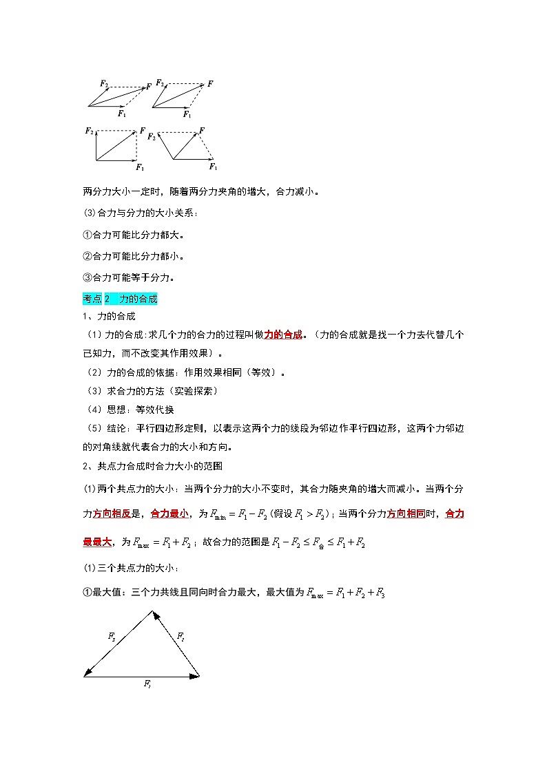 3.4力的合成和分解（第1课时）（考点解读）（原卷版）第2页