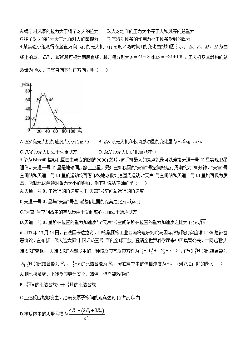 浙江省五校联盟2023-2024学年高三下学期3月联考物理试卷(无答案)第2页