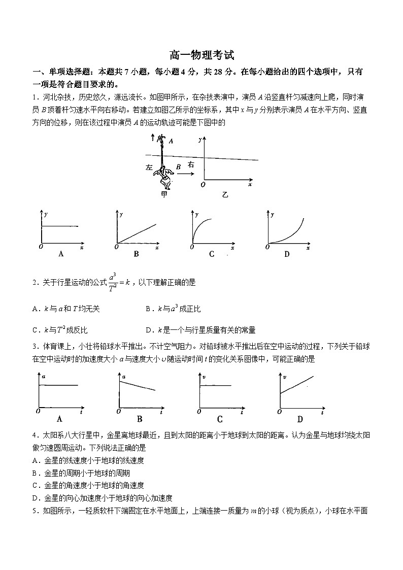 河北省2023-2024学年高一下学期3月联考物理试题第1页