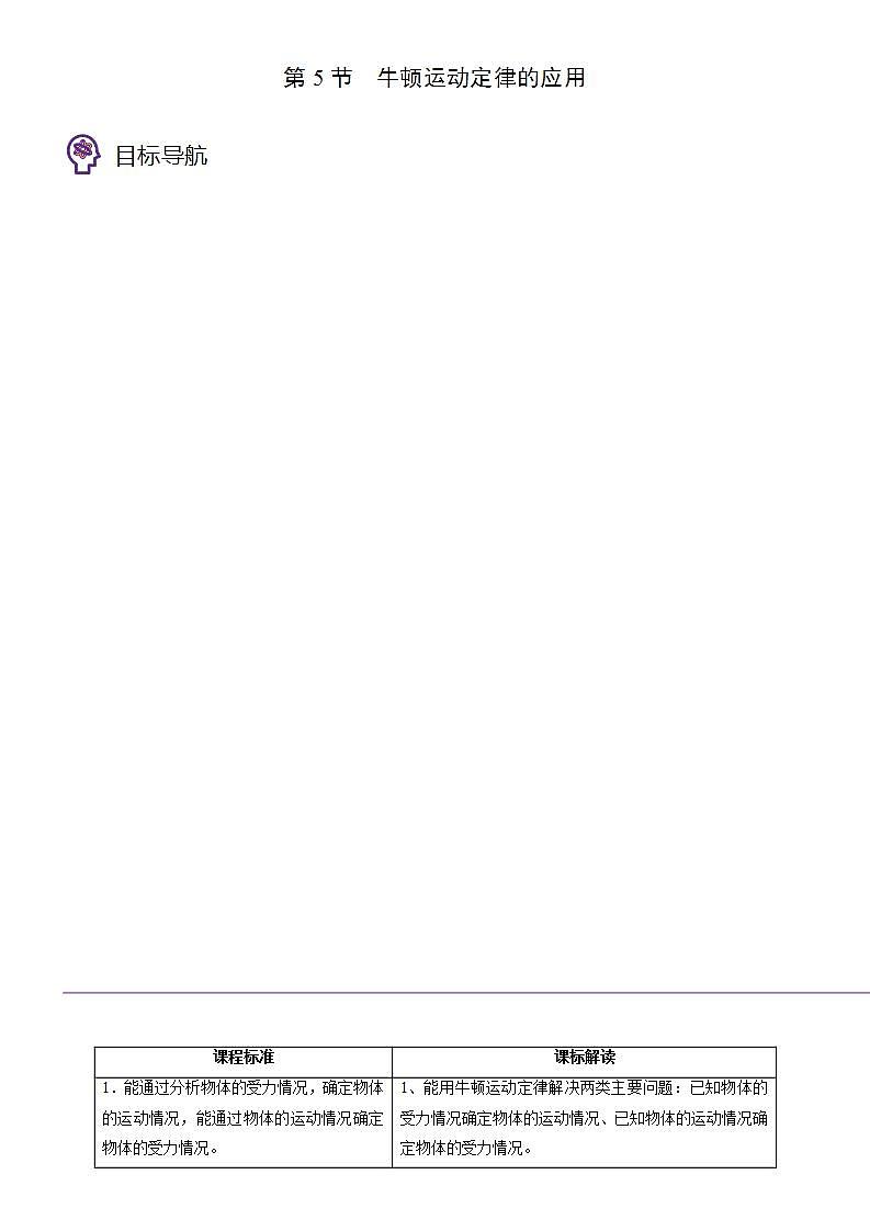 人教2019必修第一册高一物理同步精品讲义第5节牛顿运动定律的应用(学生版+解析)01