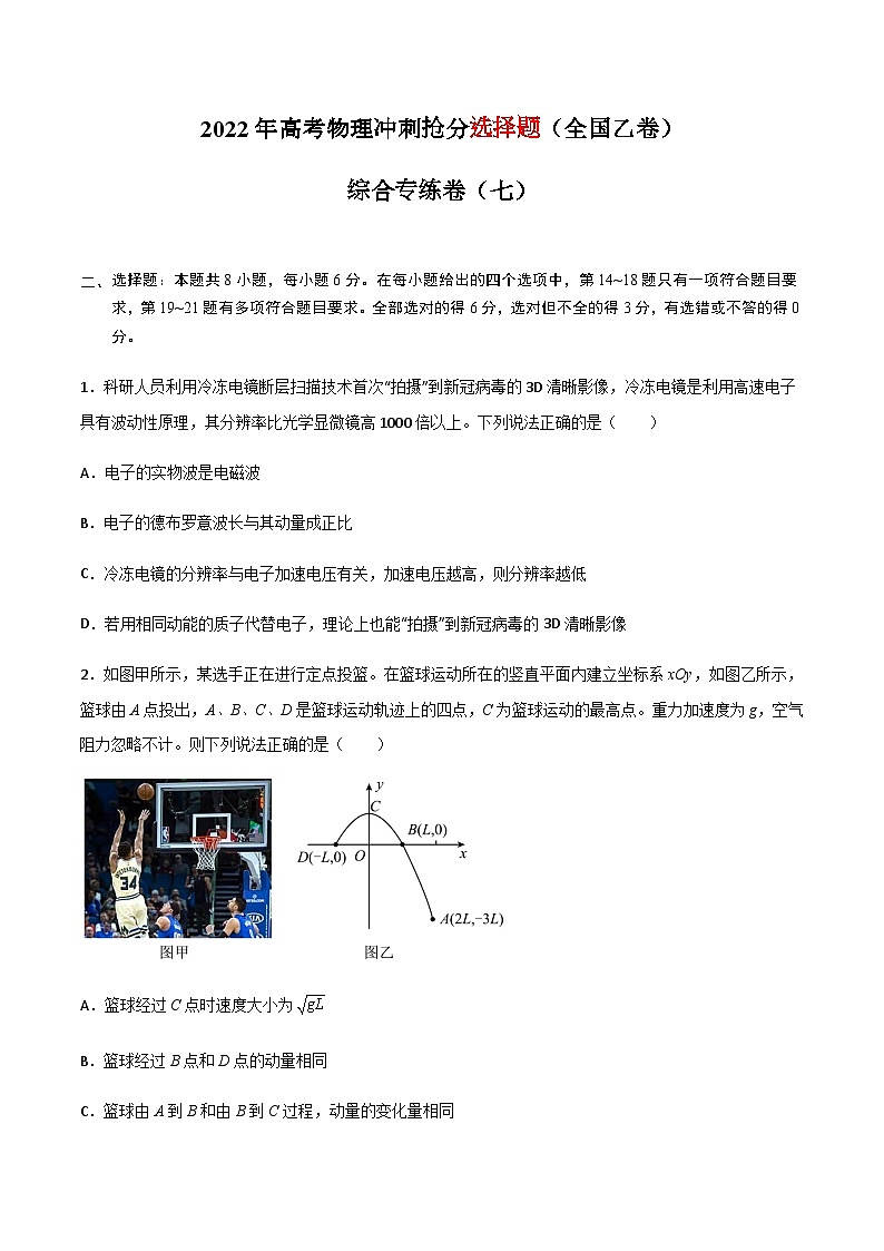 高考物理冲刺抢分选择题综合专练(全国乙卷)专练卷07(原卷版+解析)01