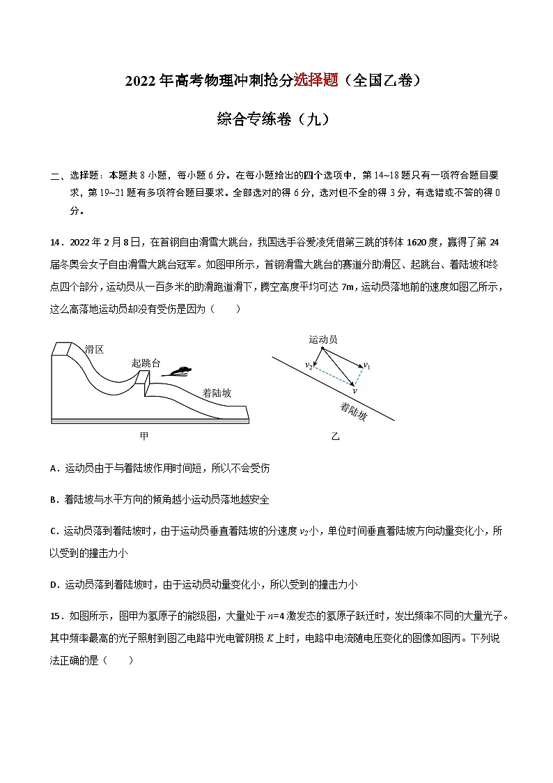 高考物理冲刺抢分选择题综合专练(全国乙卷)专练卷09(原卷版+解析)01