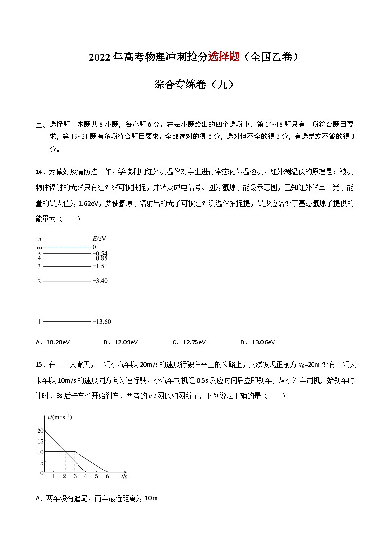 高考物理冲刺抢分选择题综合专练(全国乙卷)专练卷10(原卷版+解析)01