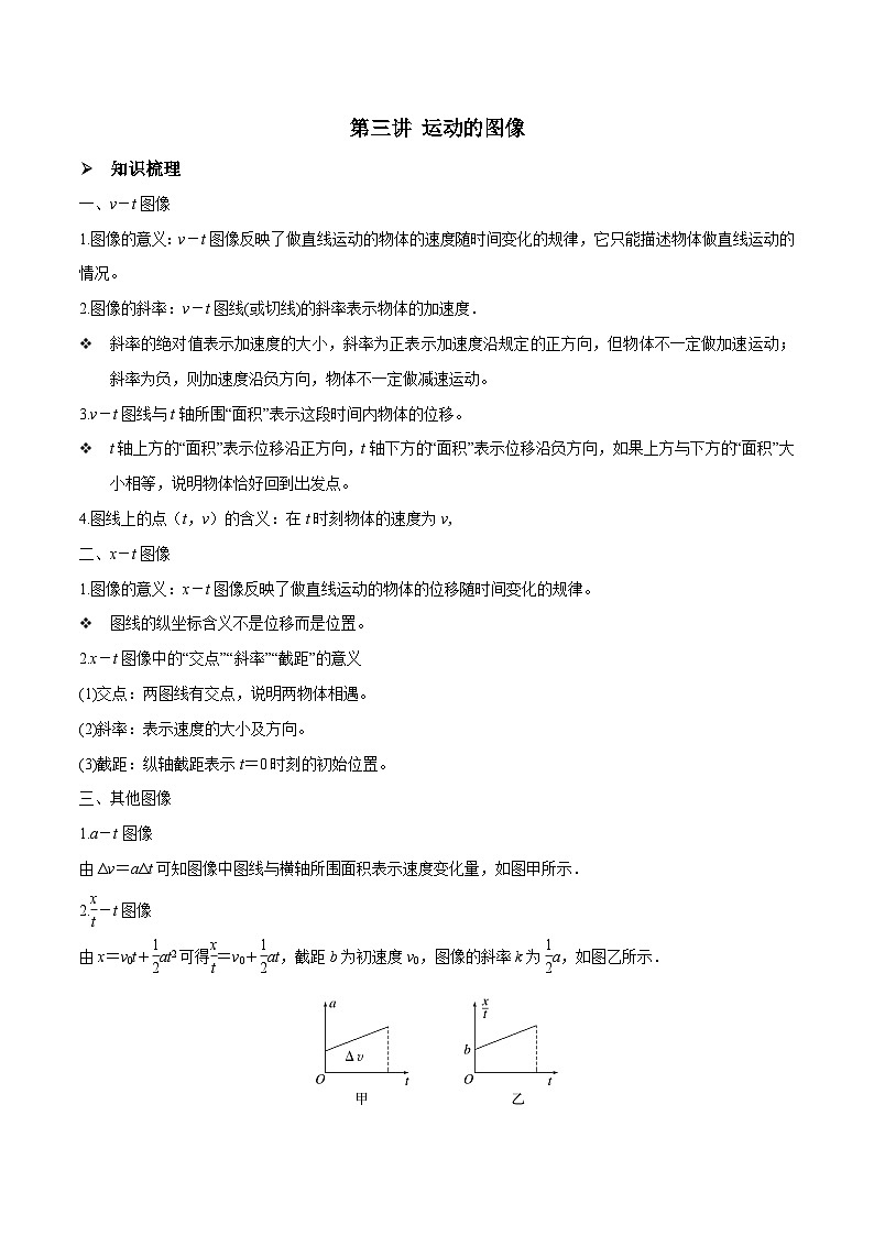 高三物理一轮复习精讲精练第三讲运动的图像(原卷版+解析)第1页