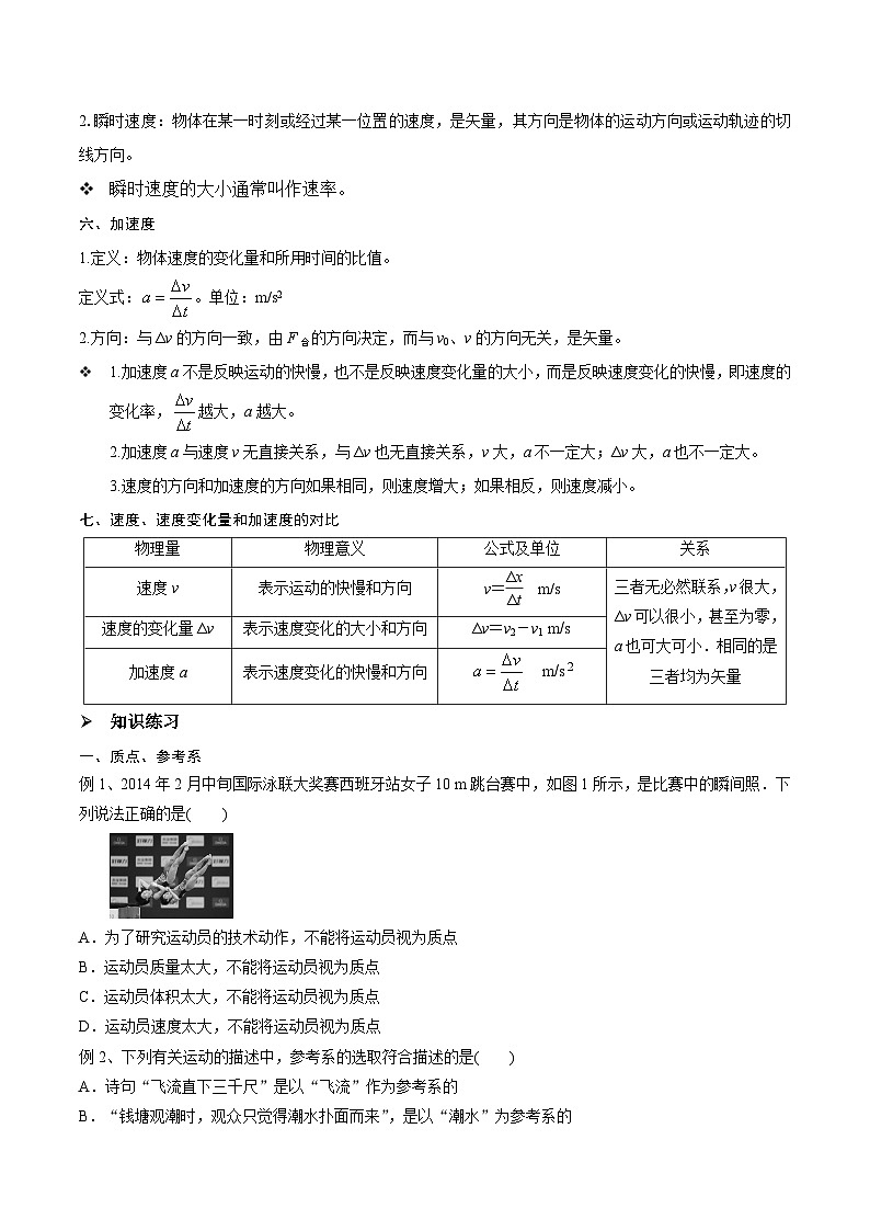 高三物理一轮复习精讲精练第一讲运动的描述(原卷版+解析)02