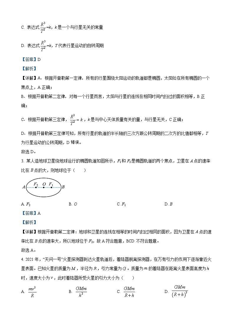 湖北省黄冈市黄梅县育才高级中学2023-2024学年高一下学期3月月考物理试题（原卷版+解析版）02