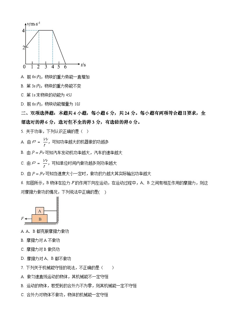 福建省龙岩市龙岩北附高级中学有限公司2023-2024学年高一下学期3月月考物理试题（原卷版+解析版）02