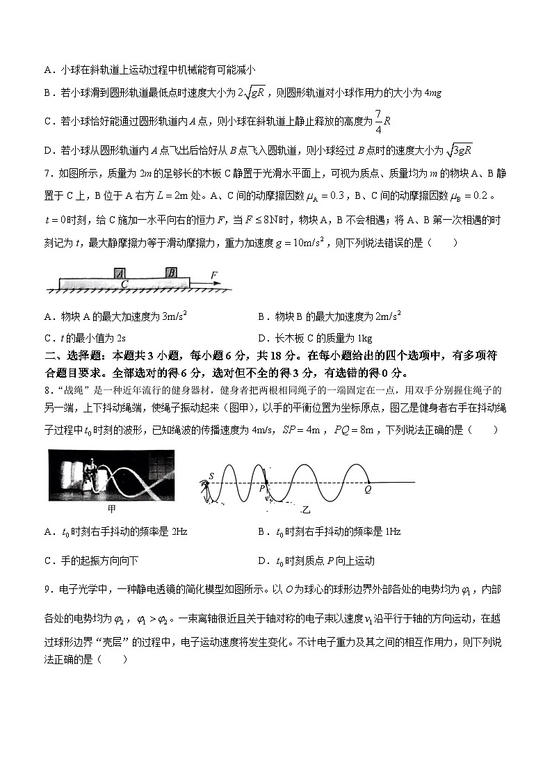 黑龙江省齐齐哈尔市2023-2024学年高三下学期第二次模拟物理试卷(无答案)第3页