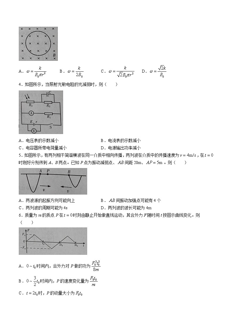 2024届江西省九江市高三二模物理试题(无答案)第2页