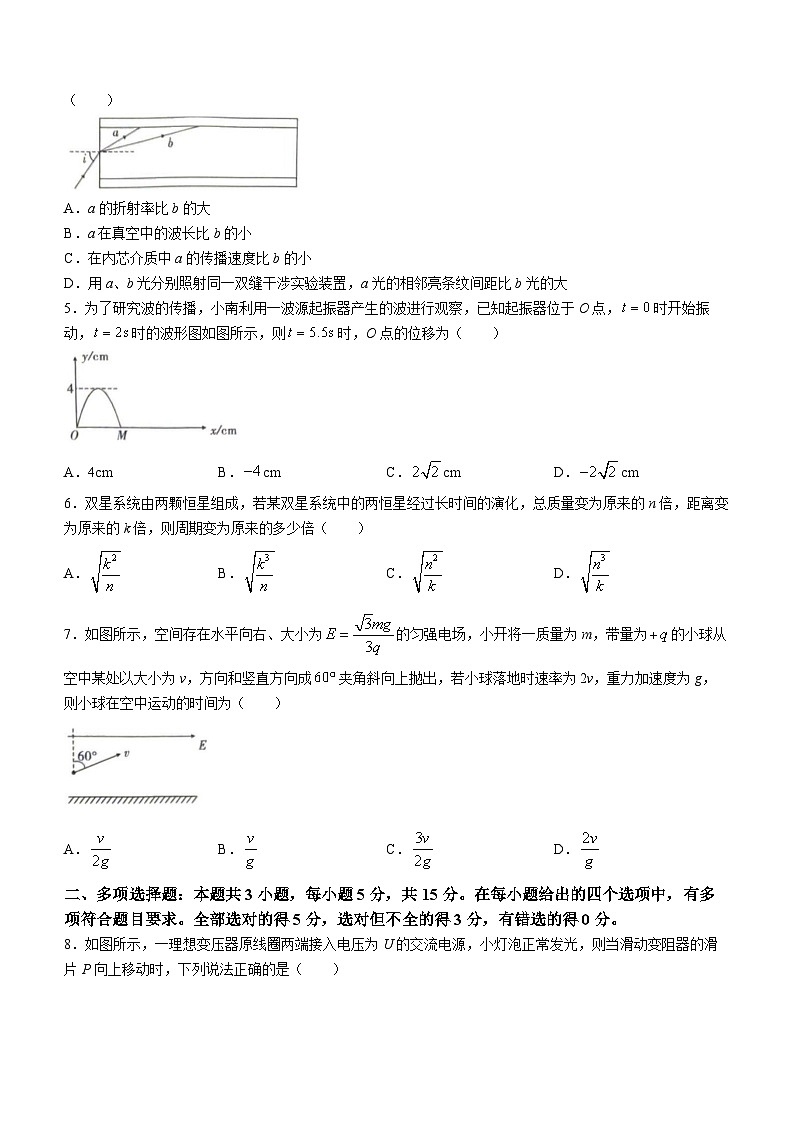 2024重庆市南开中学高三下学期3月月考试题物理含解析02