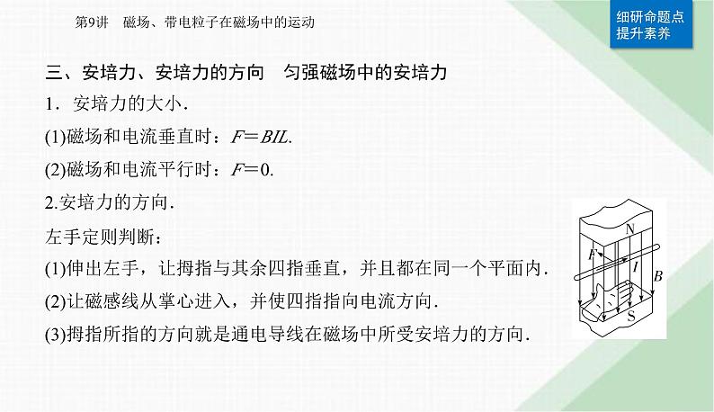 2024届高考物理二轮复习第9讲磁场、带电粒子在磁场中的运动课件第8页