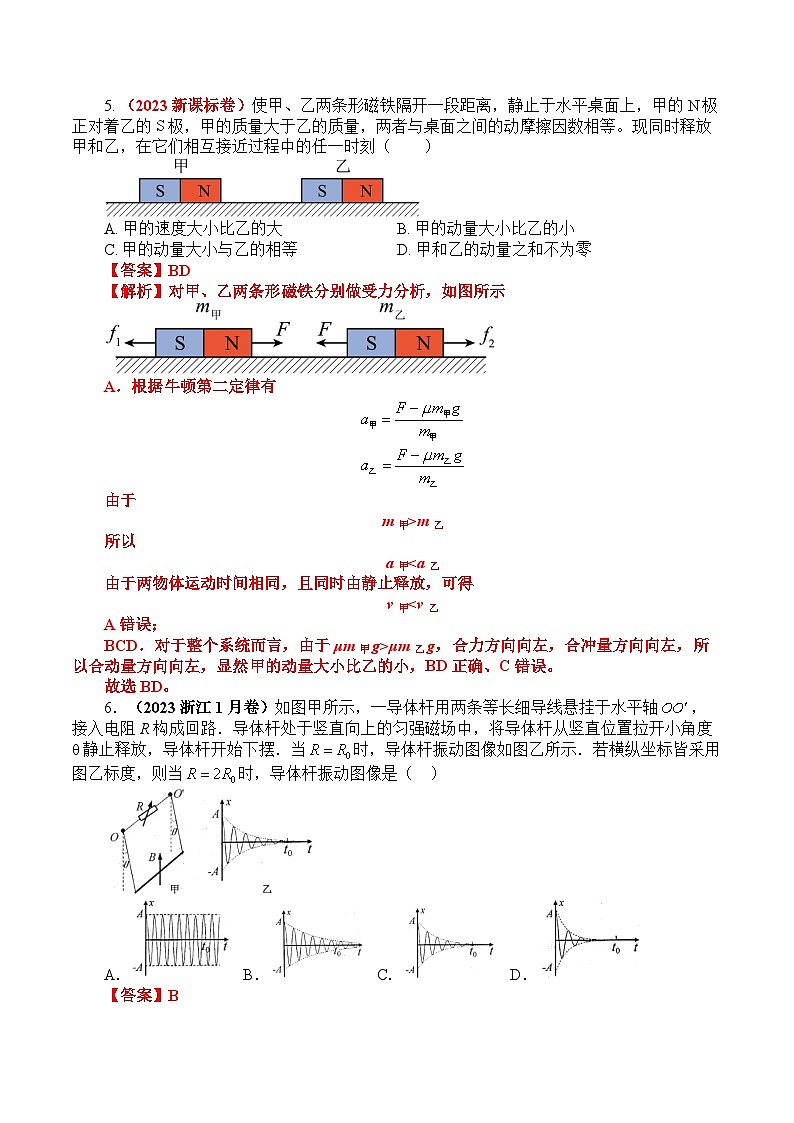 上海2023年高考真题和模拟题物理分项汇编11.电磁感应03