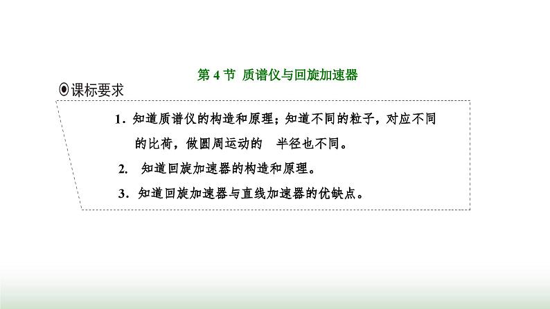 人教版高中物理选择性必修第二册第一章安培力与洛伦兹力第四节质谱仪与回旋加速器课件01