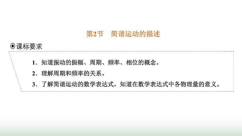 人教版高中物理选择性必修第一册第二章机械振动第二节简谐运动的描述课件第1页