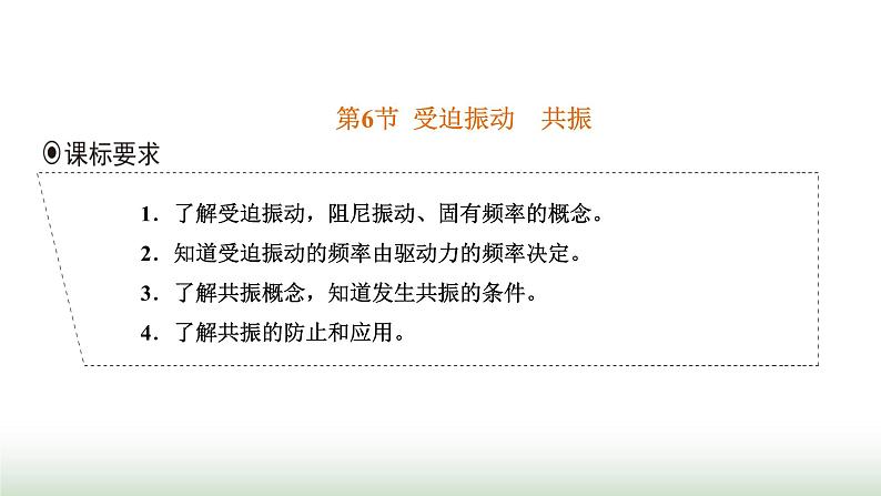 人教版高中物理选择性必修第一册第二章机械振动第六节受迫振动共振课件第1页