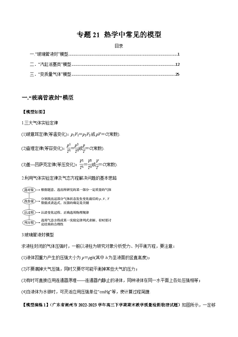 专题21 热学中常见的模型(原卷版)第1页
