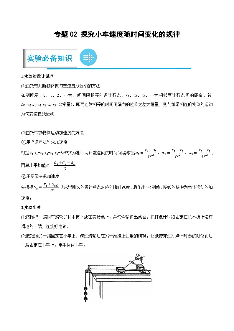 高考物理分题型多维刷题练专题02探究小车速度随时间变化的规律(原卷版+解析)第1页