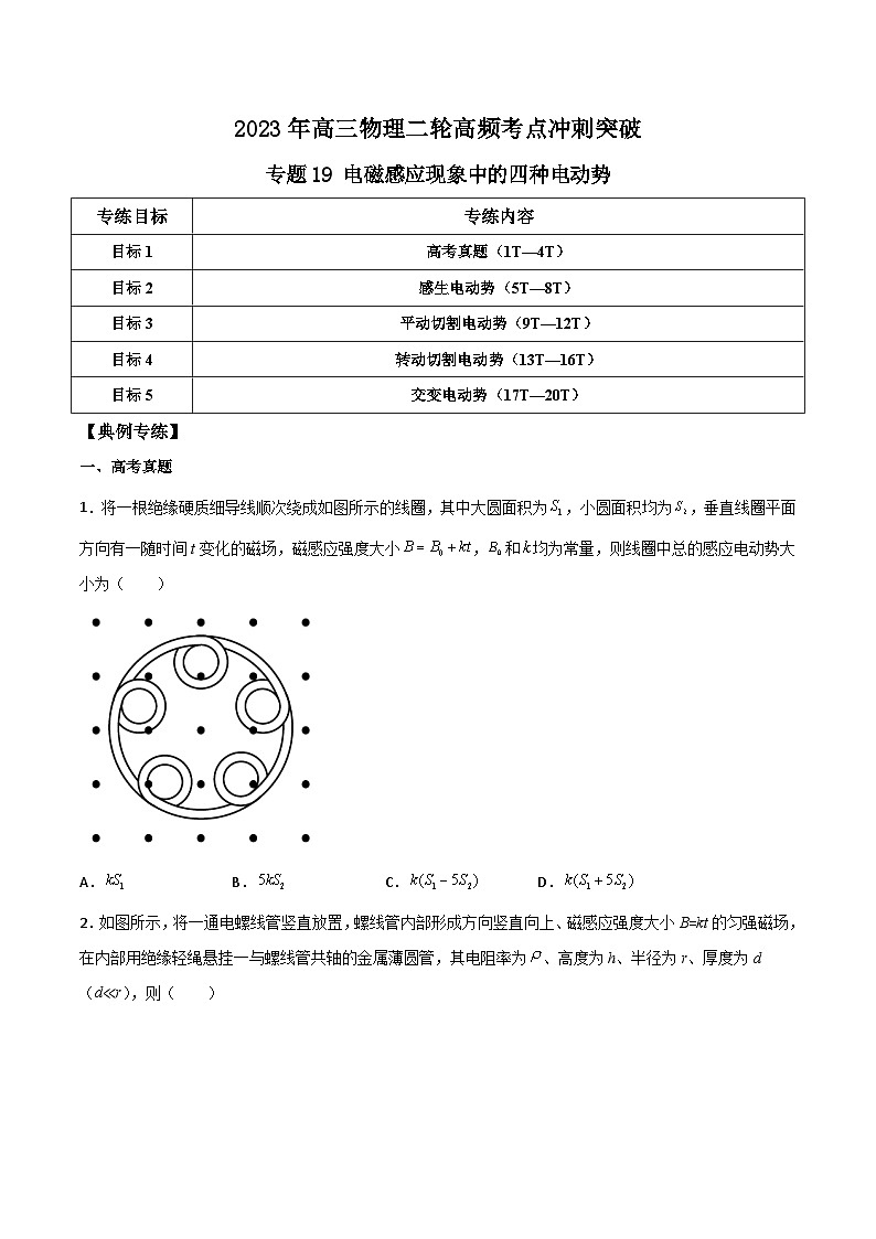 高三物理二轮高频考点冲刺突破专题19电磁感应现象中的四种电动势(原卷版+解析)01