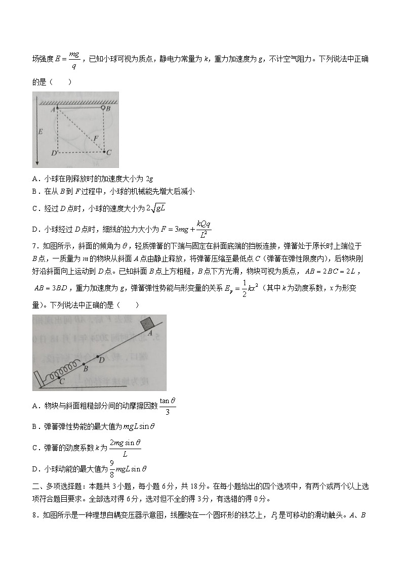 河北省琢名小鱼联考2023-2024学年高三下学期3月月考物理试题第3页