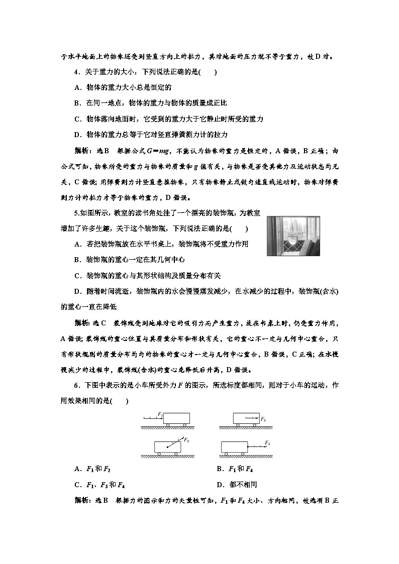 粤教版高中物理必修第一册课时跟踪检测（十二）重力含答案第2页