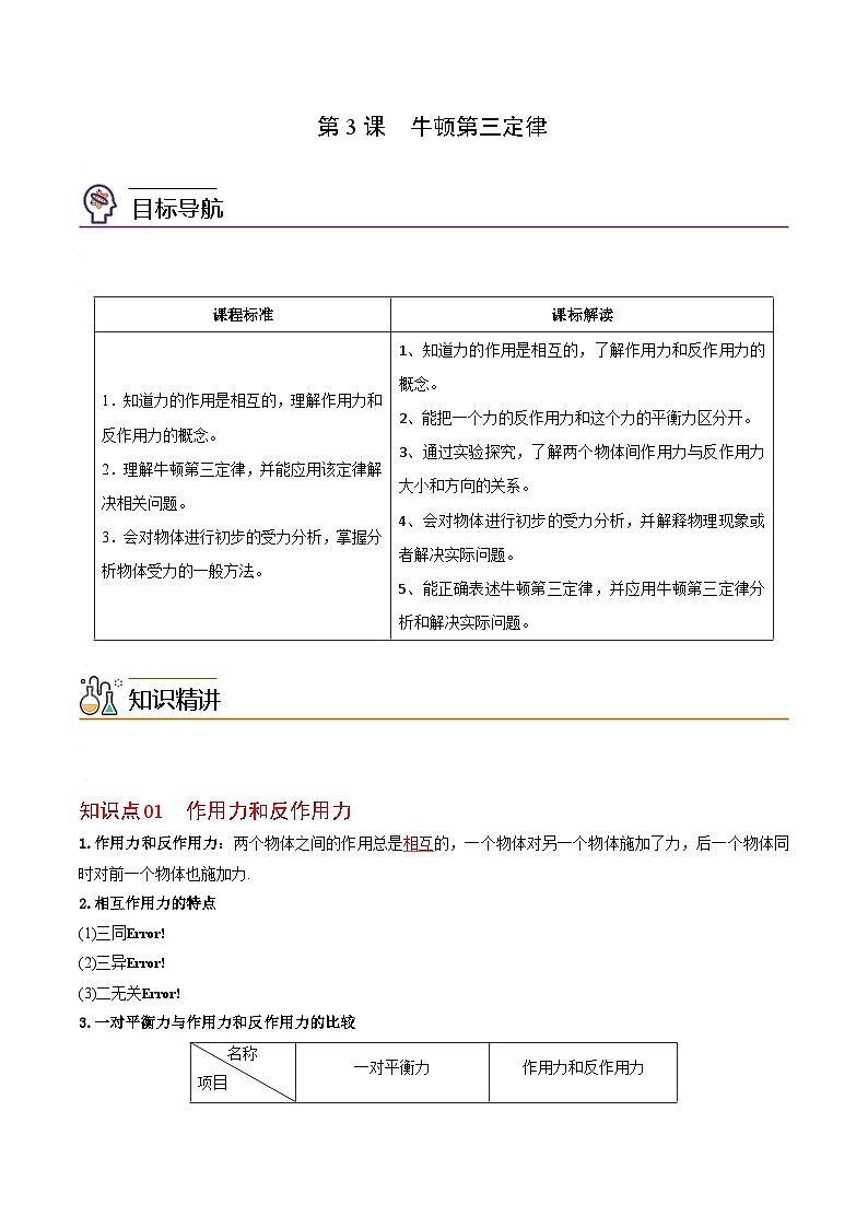 第3课 牛顿第三定律-高一物理同步精品讲义（人教必修第一册 ）01