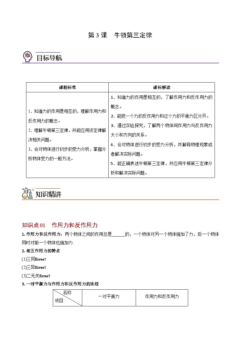 第3课 牛顿第三定律-高一物理同步精品讲义（人教必修第一册 ）01