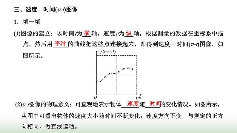 人教版高中物理必修第一册第一章运动的描述第三节第一课时速度速度—时间图像课件第7页