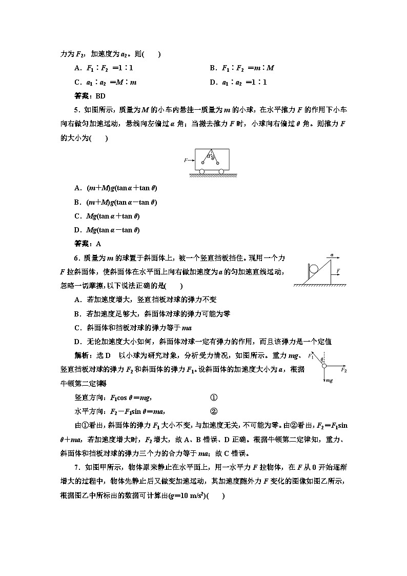 人教版高中物理必修第一册课时跟踪检测（二十五）动力学中的三类常见题型含答案02