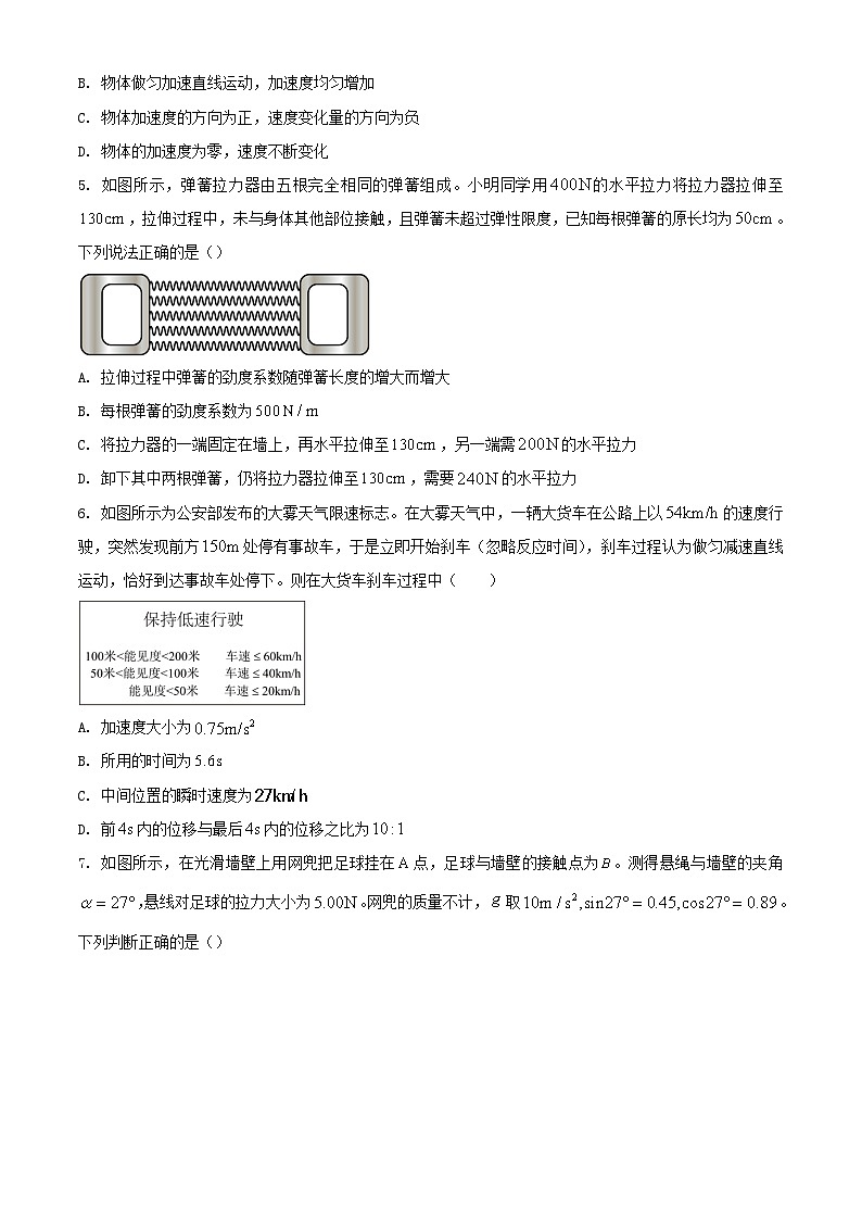 山东省日照市2023_2024学年高一物理上学期期中校际联合考试含解析第2页