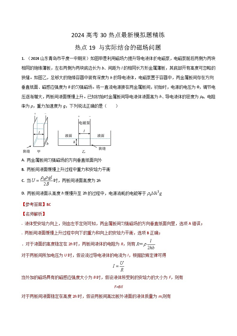热点19与实际结合的磁场问题（解析版）第1页