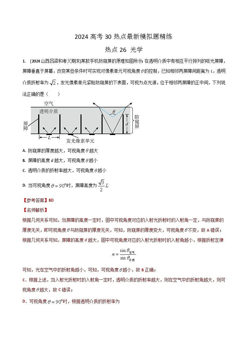 热点26光学（解析版）第1页