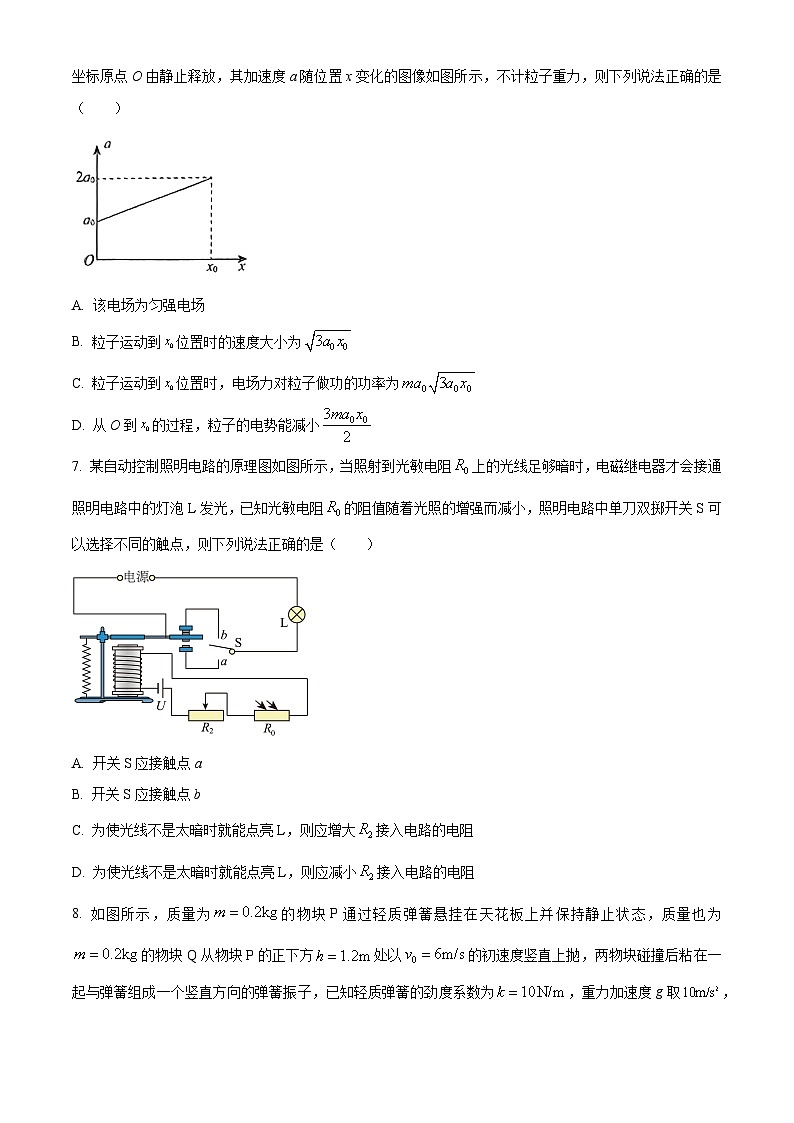2024届山西省朔州市部分学校高三下学期二模考试理科综合试题-高中物理（原卷版+解析版）03