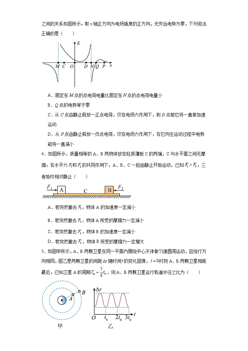 2024届河南省五市高三下学期第一次联考（一模）理综试题-高中物理（含解析）02