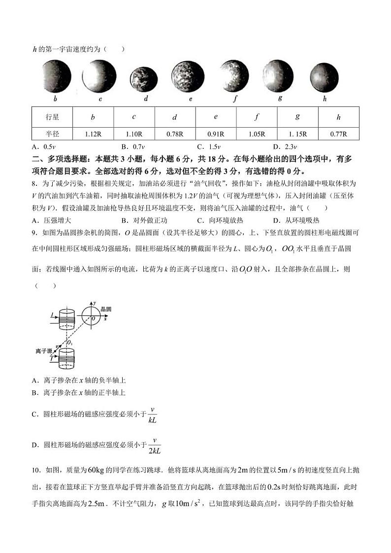 2024年广东省普通高中学业水平选择考模拟测试(一)高三下学期3月物理试题及答案03